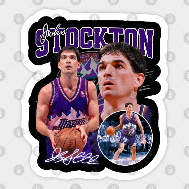 John Stockton Utah Basketball Legend Signature Vintage Retro 80s